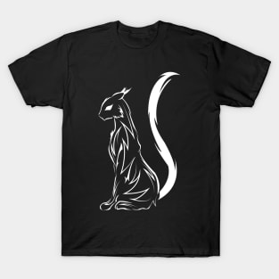 white tribal cat tattoo T-Shirt